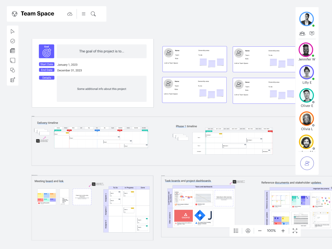 Los Espacios para Equipos de Lucid son una forma estupenda de centralizar la comunicación y crear un lugar siempre visible para supervisar el progreso del proyecto. Haz clic en la imagen para obtener más información.