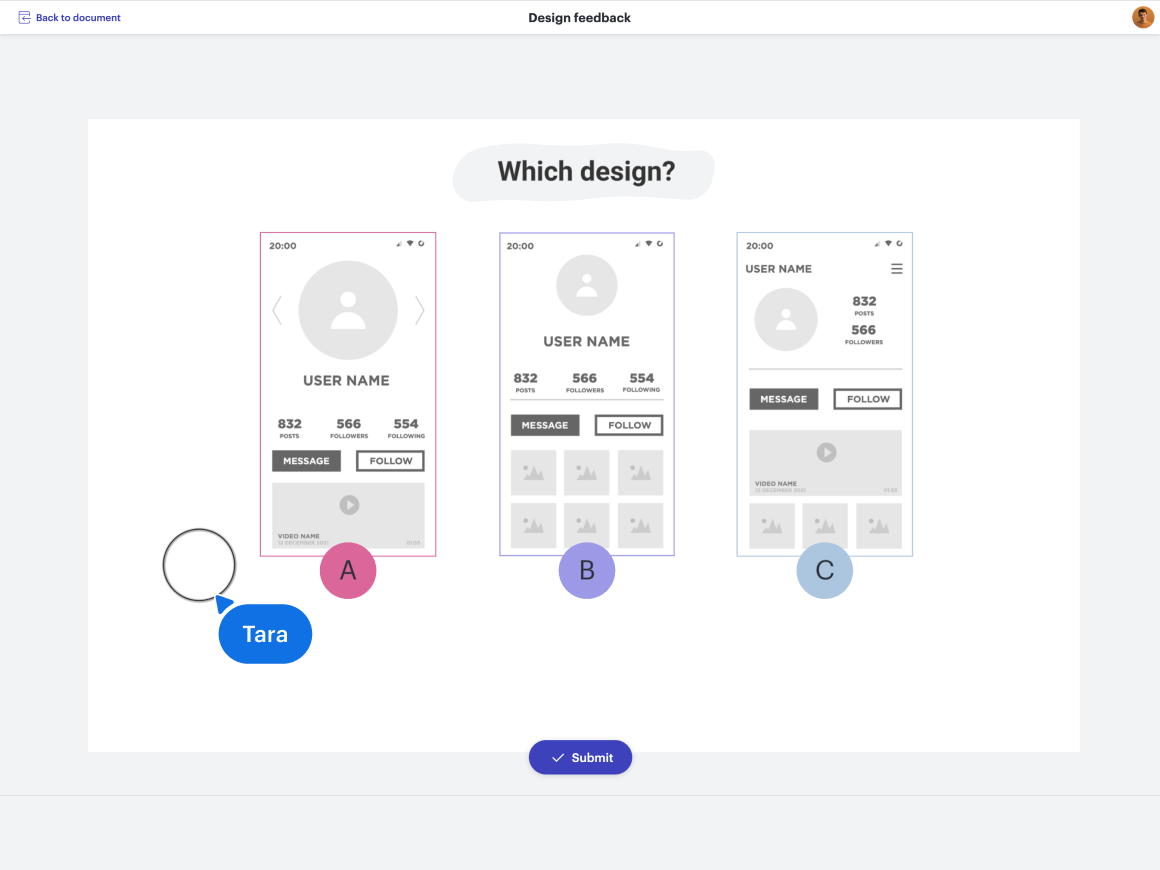 visual activities example within team spaces