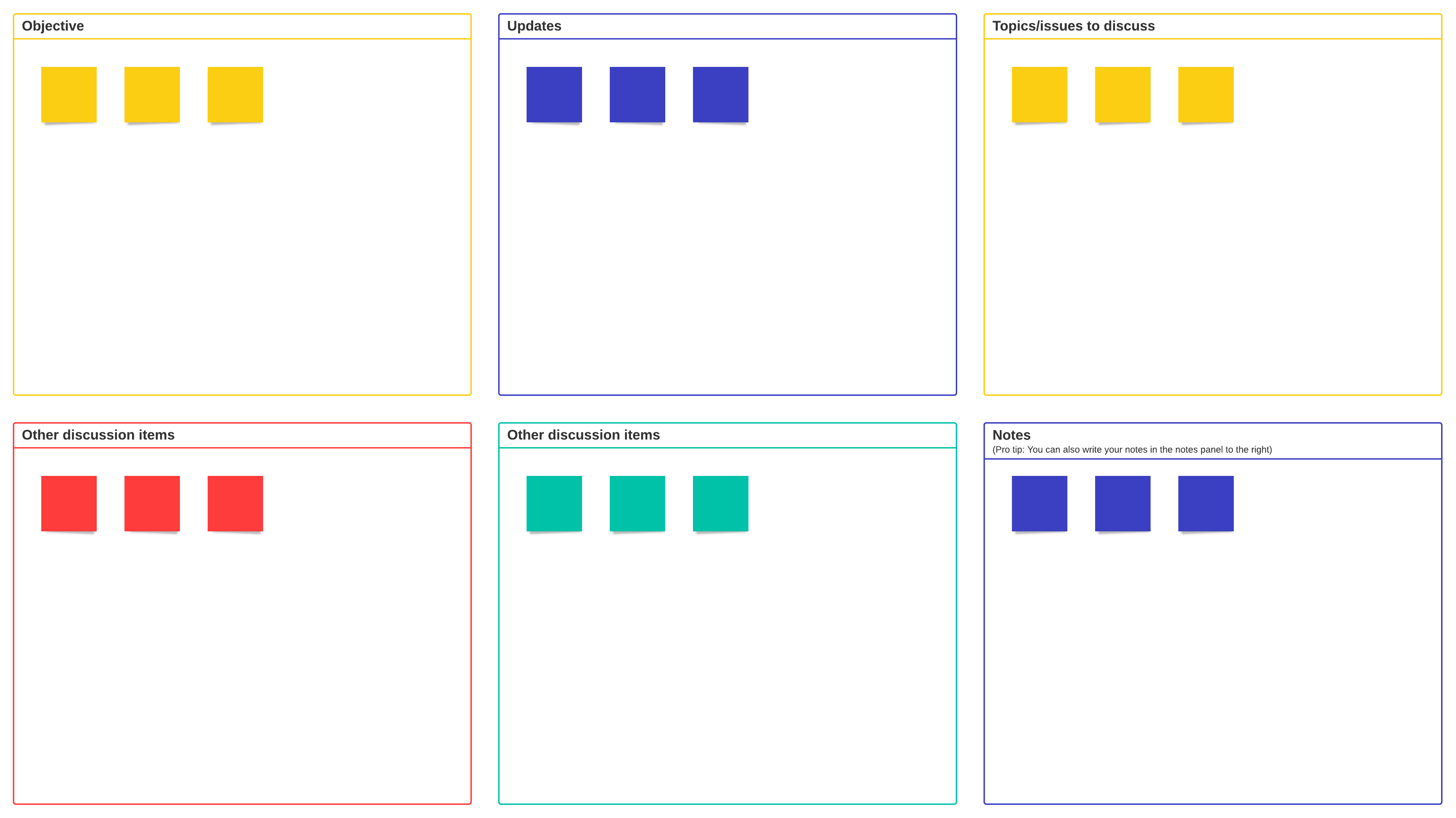 agenda de reunión de equipo