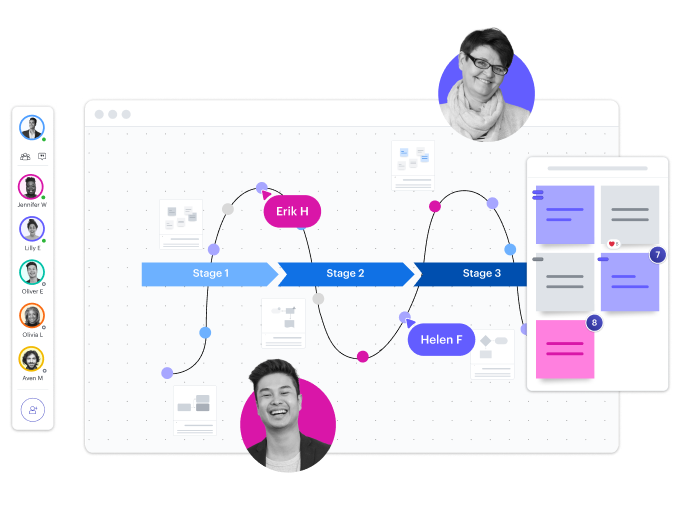 een conceptuele weergave van een tijdlijn voor project management waar mensen aan samenwerken