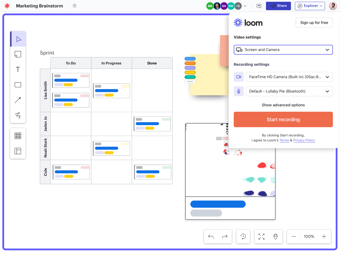 Lucid board with integrations