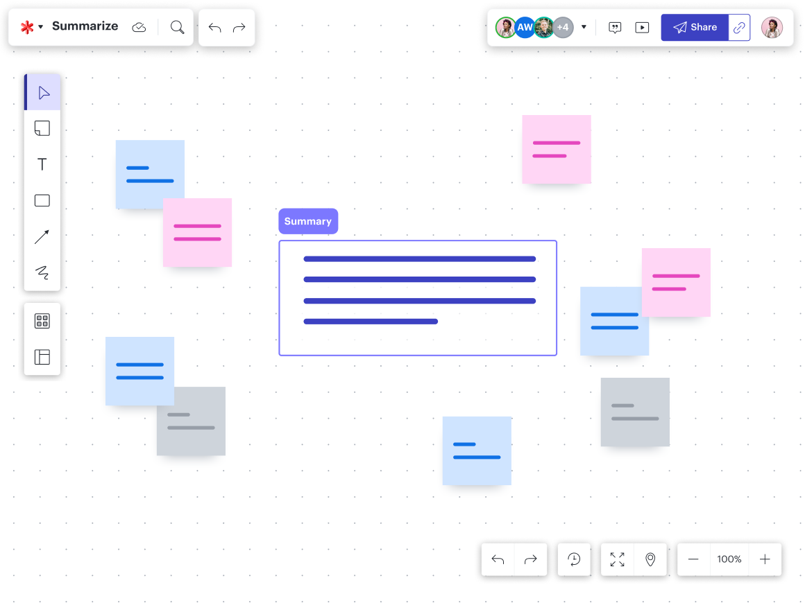 abstract view of Lucid's AI summary functionality