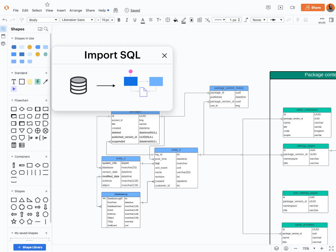 Recurso de importação SQL da Lucid