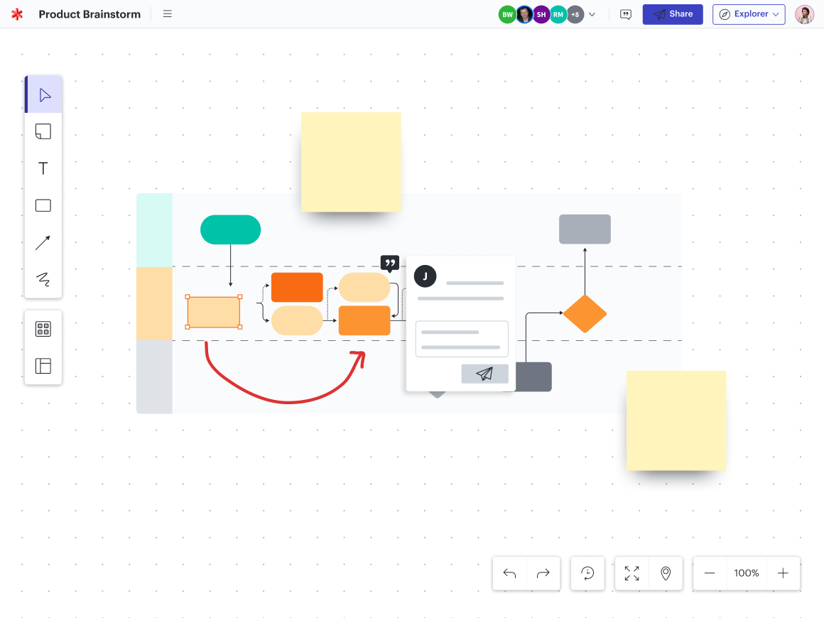 Brainstorming in Lucidspark with Lucidchart diagrams