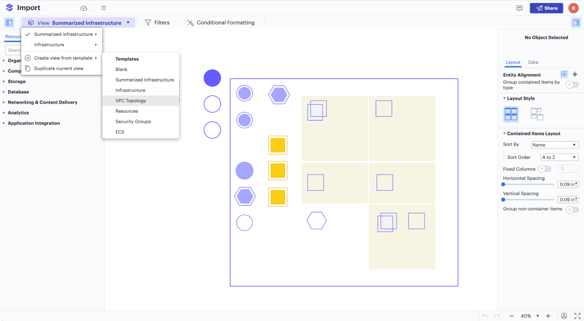 Voorbeeld van een services-apps scheidingsdiagram